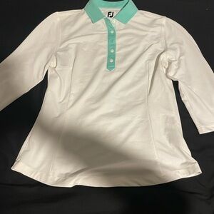 Womens White and Green Golf Polo Shirt